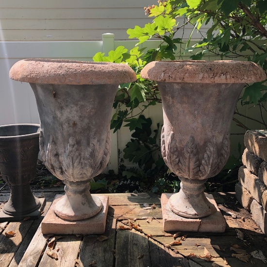 Pair Faux Concrete Planters - 36 Tall - Local Pickup Only