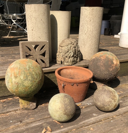 4 Spheres; Terra Cotta Pot; 3 Cylinders; Misc. - Local Pickup Only