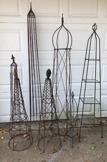 7 Iron Garden Trellises - Tallest Is 5', As Found - Local Pickup Only