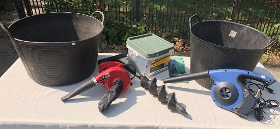 2 Older Blowers; Handled Buckets - Local Pickup Only