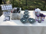 Large Lot Electric Tea Lights Etc; New Cans Of Spray Paint