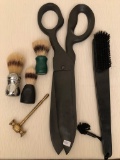 Decorative Wall Scissors; Man's Brush; 3 Professional Shaving Brushes Etc.