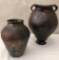 2 Raku Vases - Both Signed, Largest Is 12