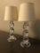 Pair Heavy Glass Candle Lamps W/ Shades