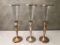 3 Tall Candleholders W/ Glass Shades