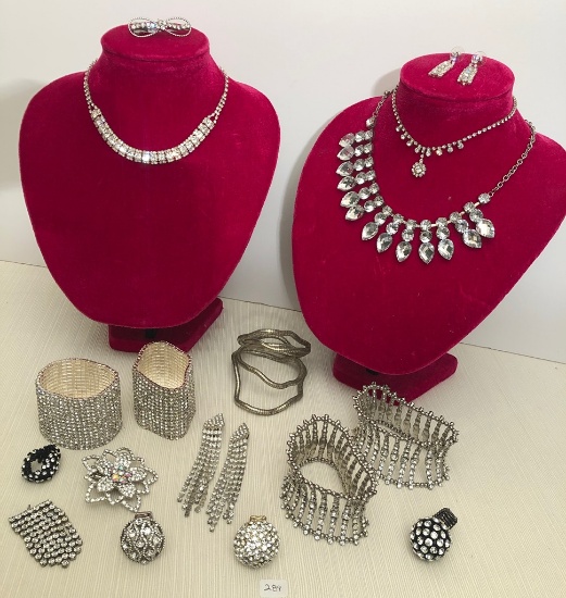 Large Lot Rhinestone Jewelry