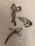 3 Vintage Sterling Brooches