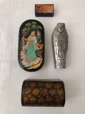 Russian Lacquered Box; Lacquered Box; Pewter Sarcophagus Box; Small Lacquer