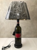 Large Wine Bottle Lamp W/ New Shade - 30