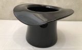 Large Black Glass Top Hat Vase - 7
