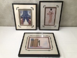 3 Erté Prints - Custom Framed, Largest Is 13