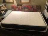 Full Size Platform Bed W/ Upholstered Headboard & Like New Mattress - Local