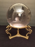 Large Heavy Crystal Ball On Brass Stand - 11