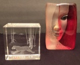 2 Glass Paperweights - 1 Is Jazzoo