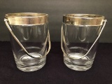 2 Silver-Rimmed Ice Buckets