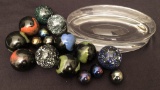 Estate Lot - Glass Dish, Marble Spheres