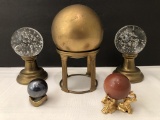 5 Spheres On Stands - Glass, Marble Etc.
