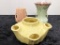 Yellow McCoy Pot; Green & Pink McCoy Vase; Pink McCoy Vase