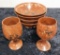 2 Etched Potter Goblets; 4 Etched Bowls