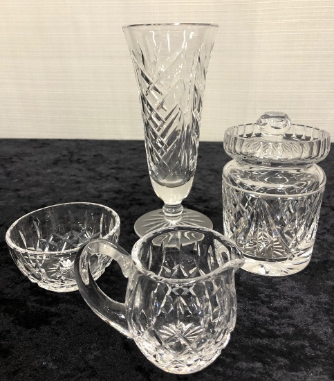4 Pieces Waterford Crystal - Vase Is 7" Tall