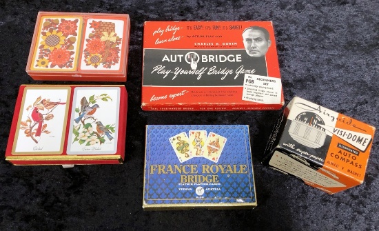 Auto Bridge Game; Misc. Decks Of Cards; Visi-dome Air Guide Auto Compass