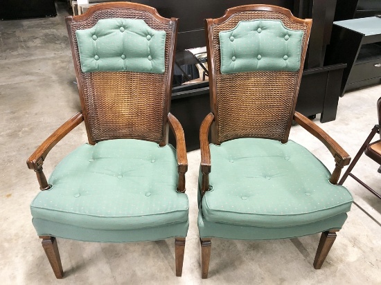 Pair Mid-Century Tall Back Arm Chairs - LOCAL PICKUP ONLY