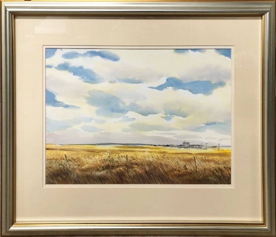 J. R. Hamel, Watercolor, Landscape, In Frame W/ Glass - 28½"x23"