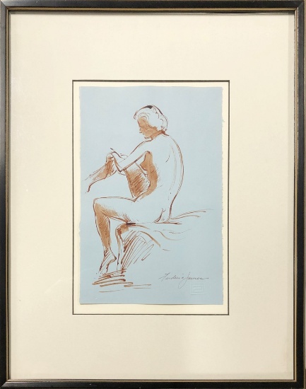 Frederick James, Lithograph, Nude Woman, In Frame W/ Glass - 13¼"x16"