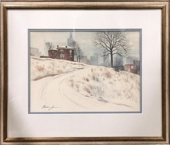 Frederick James, Print, Winter On Quality Hill, In Frame W/ Glass - 27¼"x21