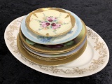 Large Hotel Platter; 8 Hand Painted Plates - Haviland Etc.