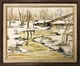 Jean Ann, Watercolor, Lake Quivera, In Frame W/ Glass - 17½