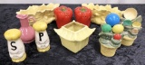 Estate Lot - 3 Yellow Planters, 2 Salt & Pepper Shaker Sets; 2 Measuring Sp