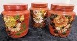 3 Hand Painted Ransburg Pantry Jars - As Found