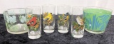 2 Vintage Ice Buckets; 4 Vintage Bird Glasses