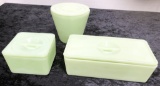 3 Covered Jadeite Refrigerator Boxes - As Found