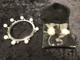 St. John Knits - Pair Pearl-Type Earrings, Pearl-Type Bracelet
