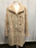 Dyed Beige Sheared Mink Reversable To Silk 7/8 Coat