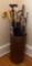 1940s Wood Covered W/ Metal Umbrella Stand - 1 Small Piece Missing, Include