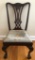 Mahogany Chippendale Style Side Chair W/ Serpentine Toprail  & Carved Vasif
