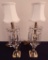 Pair Beehive Brass Boudoir Lamps W/ Prisms - 17½
