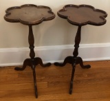 Pair Mahogany Scalloped Top Wine Tables - By Schott Furniture Co., 24