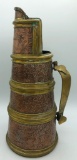 Very Old Engraved Copper & Brass Coal Scuttle W/ Swinging Brass Handle - 14