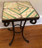 Heavy Wrought Iron & Tile Top Table W/ Splayed Lags - Custom Made For Nell