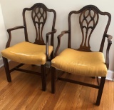 Pair Walnut Chippendale Style Arm Chairs - 39