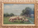 Samuel S. Carr (1837-1908) Oil On Canvas Of Sheep - Signed Lower Left S S C
