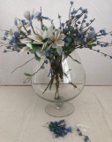 Large Lot Glass Flowers In Vase - As Found