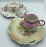 Pair Hand Painted Cake Plates - 9¼