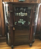 Empire Revival 1920s China Cabinet W/ Curved Glass Sides & Flat Front - 46½