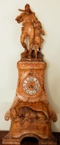 Swiss Carved Wood Clock By Heinr Huggler, Brienz - Top Of Clock Replicates The Bronze Statue Of Will