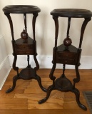 Pair Mahogany Queen Anne Wig Stands - Circa 1700s, 34